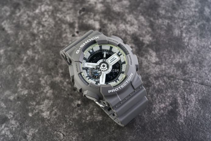 Casio G-Shock GA-110HD-8ADR Hidden Glow Series Digital Analog Luminous Dial Grey Resin Band