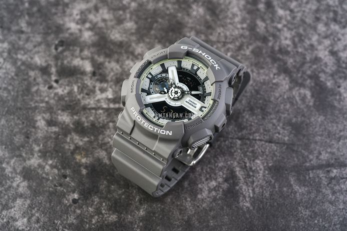 Casio G-Shock GA-110HD-8ADR Hidden Glow Series Digital Analog Luminous Dial Grey Resin Band