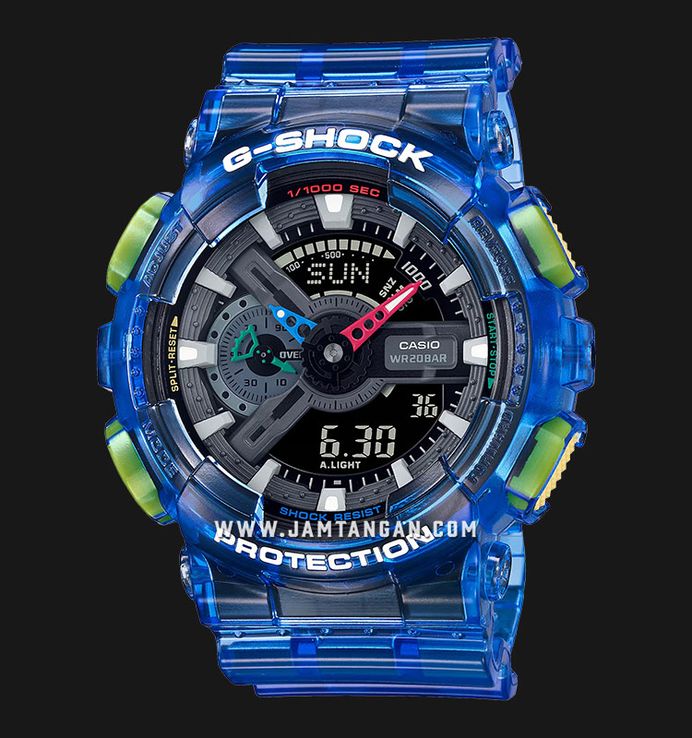 Casio G-Shock GA-110JT-2ADR Retrofuture With A Translucent Digital Analog Dial Blue Resin Band