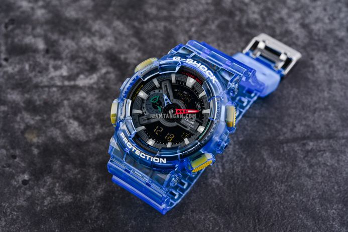 Casio G-Shock GA-110JT-2ADR Retrofuture With A Translucent Digital Analog Dial Blue Resin Band