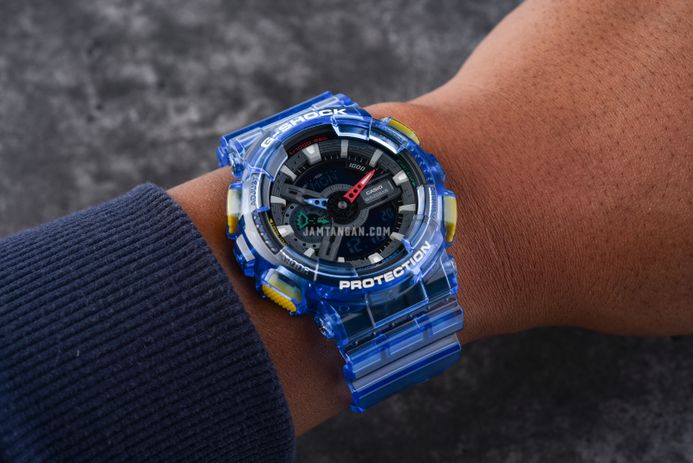 Casio G-Shock GA-110JT-2ADR Retrofuture With A Translucent Digital Analog Dial Blue Resin Band