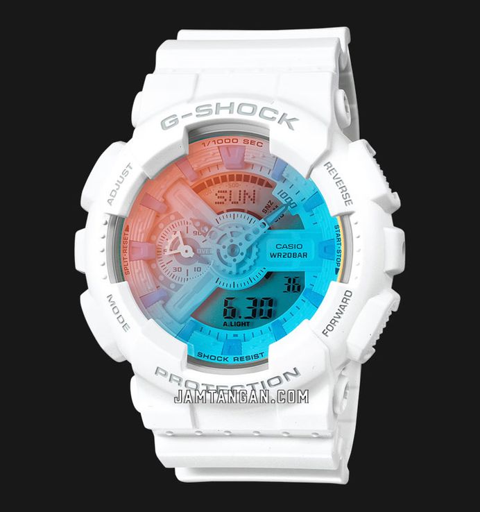 Casio G-Shock GA-110TL-7ADR Beach Time Lapse Series Digital Analog Dial White Resin Band