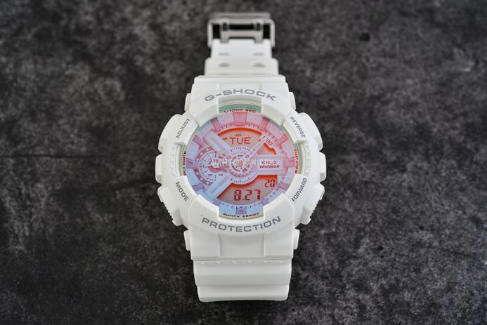 Casio G-Shock GA-110TL-7ADR Beach Time Lapse Series Digital Analog Dial White Resin Band