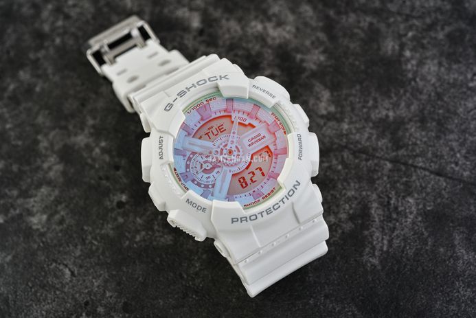 Casio G-Shock GA-110TL-7ADR Beach Time Lapse Series Digital Analog Dial White Resin Band