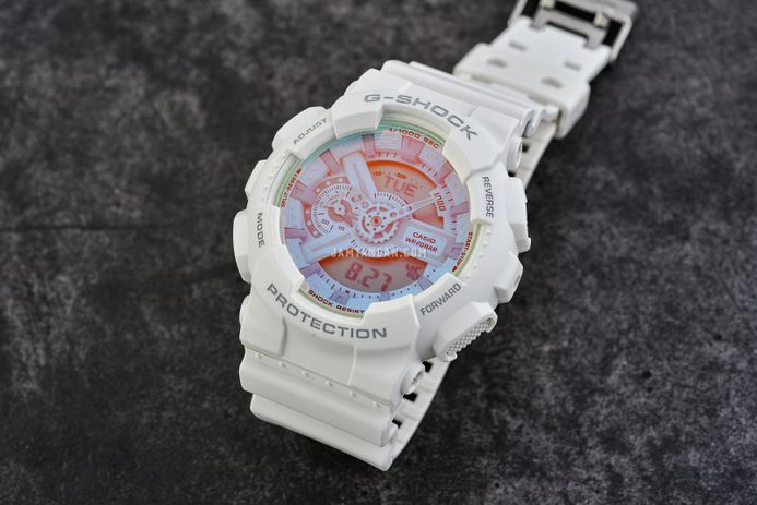 Casio G-Shock GA-110TL-7ADR Beach Time Lapse Series Digital Analog Dial White Resin Band