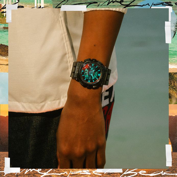 Casio G-Shock GA-110TLS-8ADR Beach Time Lapse Series Digital Analog Dial Grey Transparent Resin Band