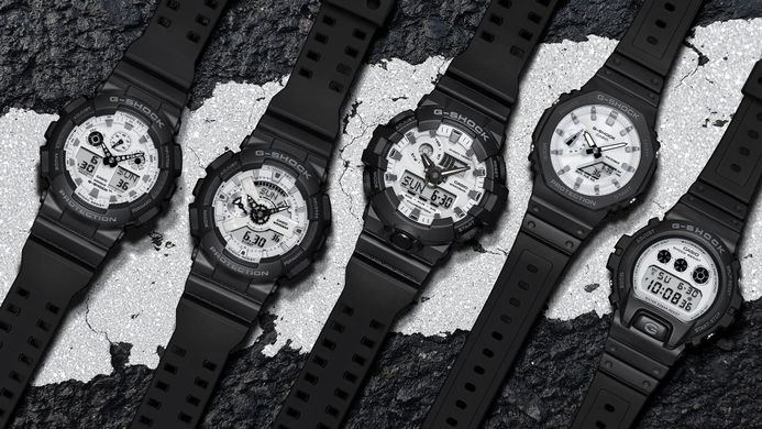Casio G-Shock GA-110WD-1ADR Black And Briliant White Digital Analog Dial Black Resin Band