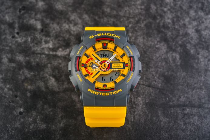 Casio G-Shock GA-110Y-9ADR 90s Sport Series Digital Analog Dial Yellow Resin Band