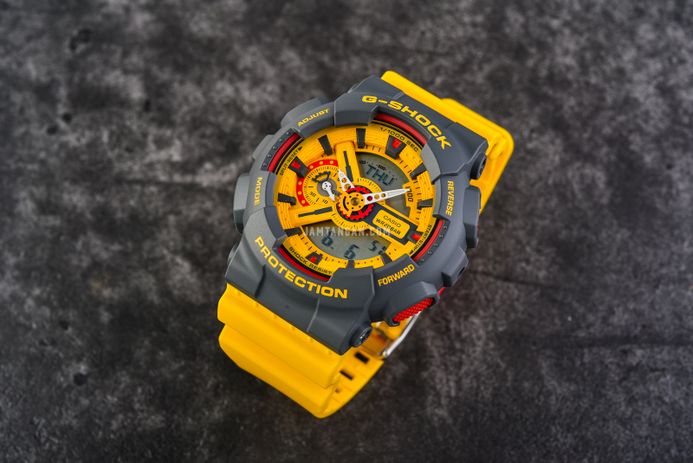 Casio G-Shock GA-110Y-9ADR 90s Sport Series Digital Analog Dial Yellow Resin Band
