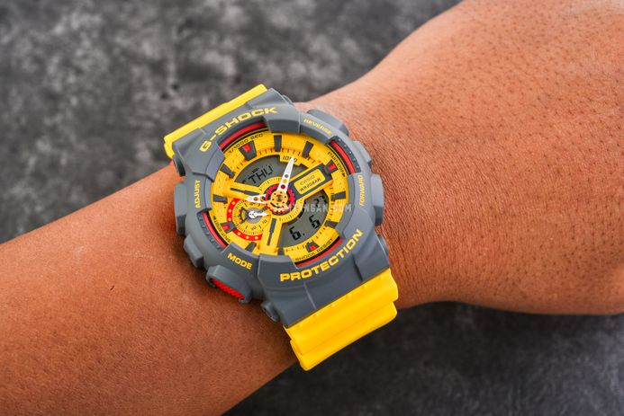 Casio G-Shock GA-110Y-9ADR 90s Sport Series Digital Analog Dial Yellow Resin Band