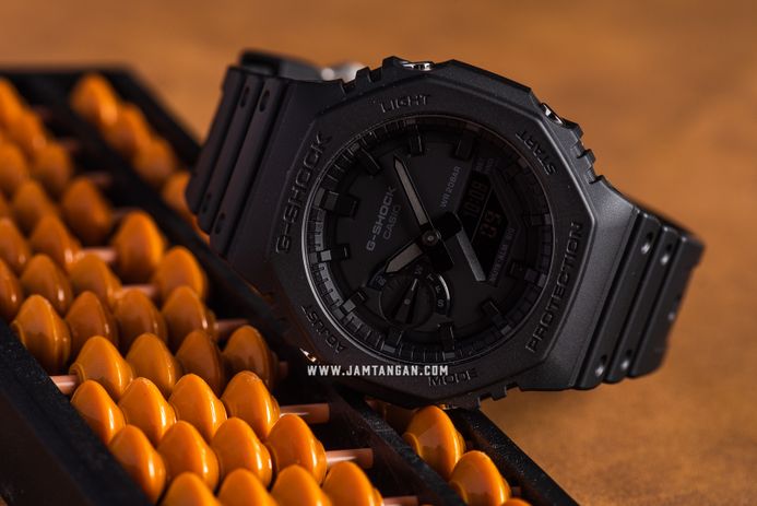 Casio G-Shock GA-2100-1A1DR CasiOak All Black Men Digital Analog Dial Black Resin Band