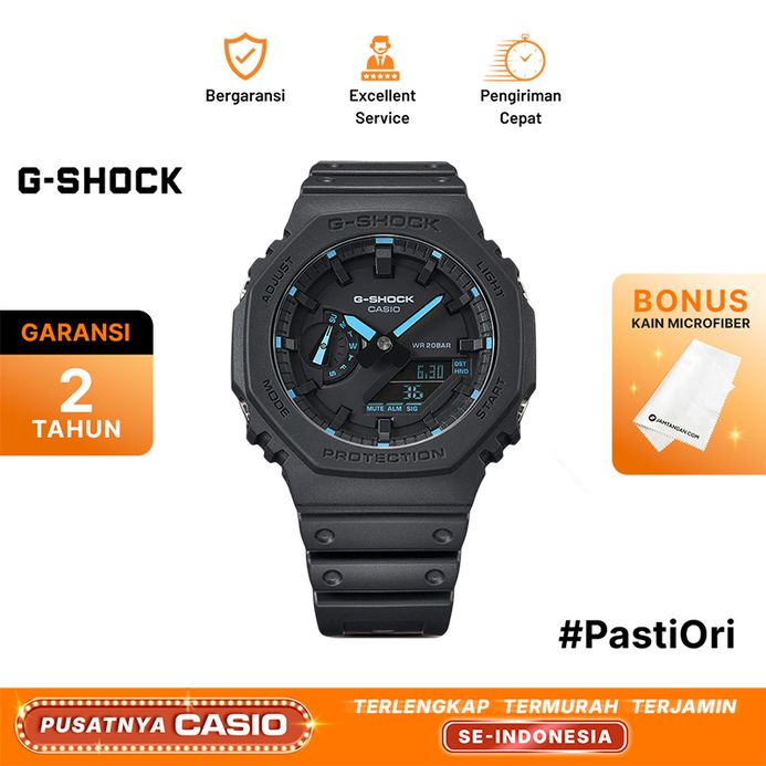 Casio G-Shock GA-2100-1A2DR CasiOak Neon Accent Series Men Digital Analog  Dial Black Resin Band