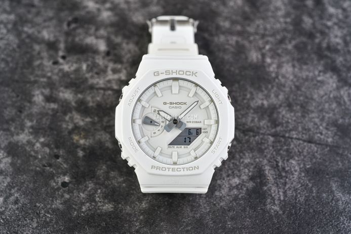 Casio G-Shock GA-2100-7A7DR CasiOak Tone On Tone Series Analog Digital Dial  White Resin Band