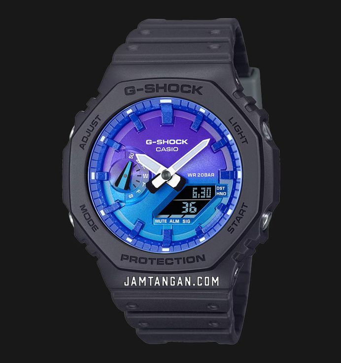 Casio G-Shock GA-2100FL-1ADR CasiOak Flame Inside Collection Digital Analog Dial Resin Band