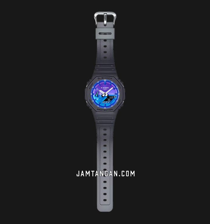 Casio G-Shock GA-2100FL-1ADR CasiOak Flame Inside Collection Digital Analog Dial Resin Band