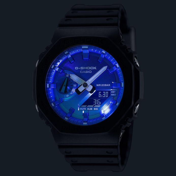 Casio G-Shock GA-2100FL-1ADR CasiOak Flame Inside Collection Digital Analog Dial Resin Band