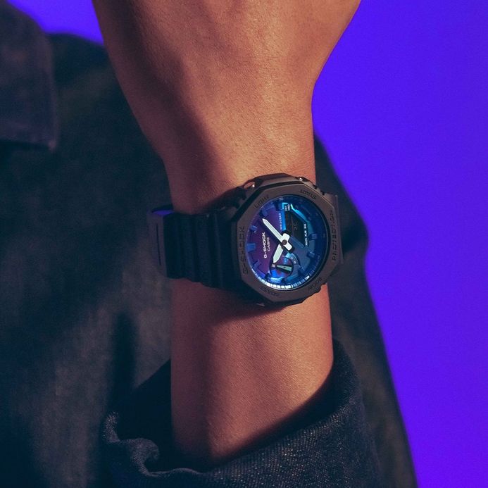 Casio G-Shock GA-2100FL-1ADR CasiOak Flame Inside Collection Digital Analog Dial Resin Band