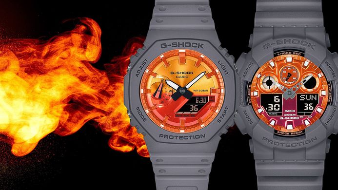 Casio G-Shock GA-2100FL-8ADR CasiOak Flame Inside Collection Digital Analog Dial Resin Band