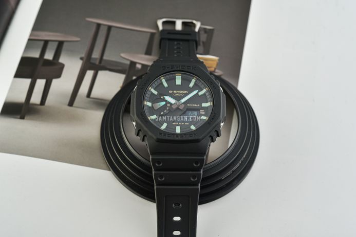 Casio G-Shock GA-2100RC-1ADR CasiOak Teal And Brown Series Black Dial Black Resin Band