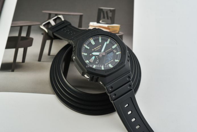 Casio G-Shock GA-2100RC-1ADR CasiOak Teal And Brown Series Black Dial Black Resin Band
