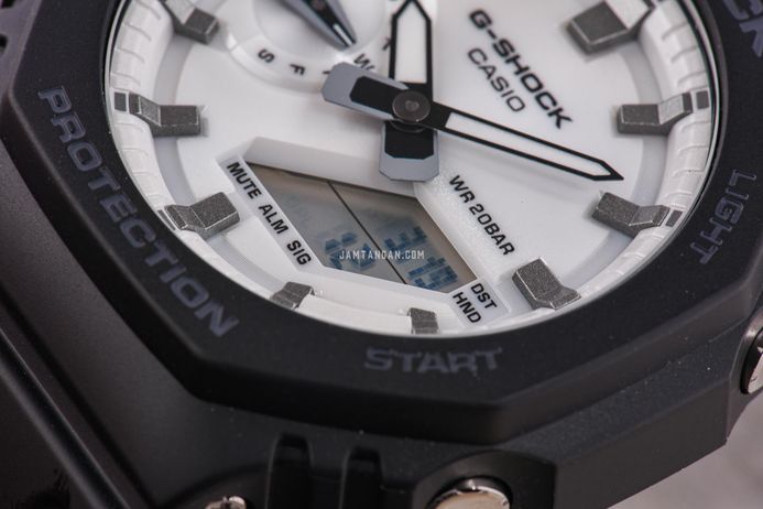 Casio G-Shock GA-2100WD-1ADR CasiOak Black And Briliant White Series White Dial Resin Band