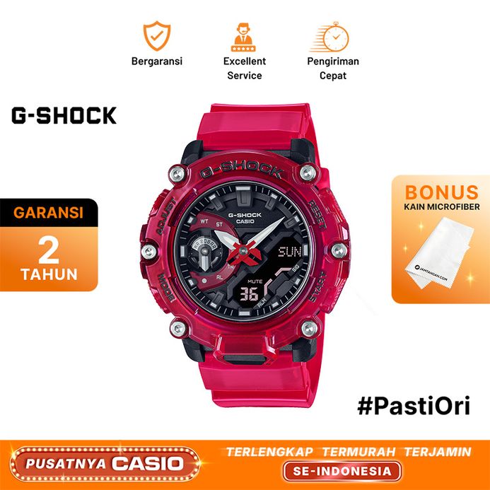 Casio G-Shock GA-2200SKL-4ADR Sound Wave Series Digital Analog Dial Red  Tranparent Resin Band