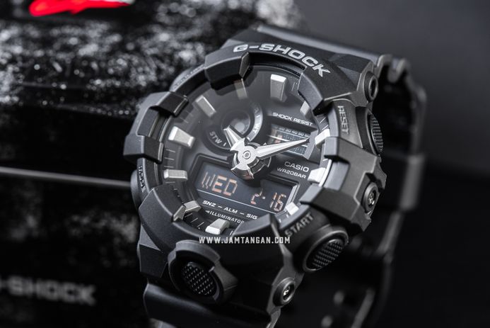 Casio G-Shock GA-700-1BDR Men Digital Analog Dial Black Resin Band