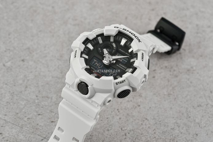 Casio G-Shock GA-700-7ADR Digital Analog Dial White Resin Band