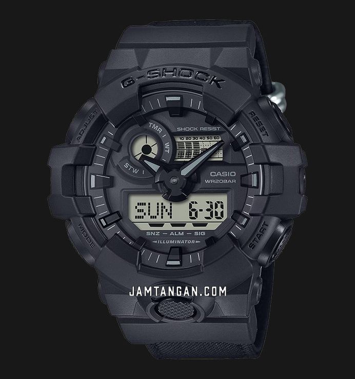 Casio G-Shock GA-700BCE-1ADR Utility Black Series Digital Analog Dial Black CORDURA Cloth Band