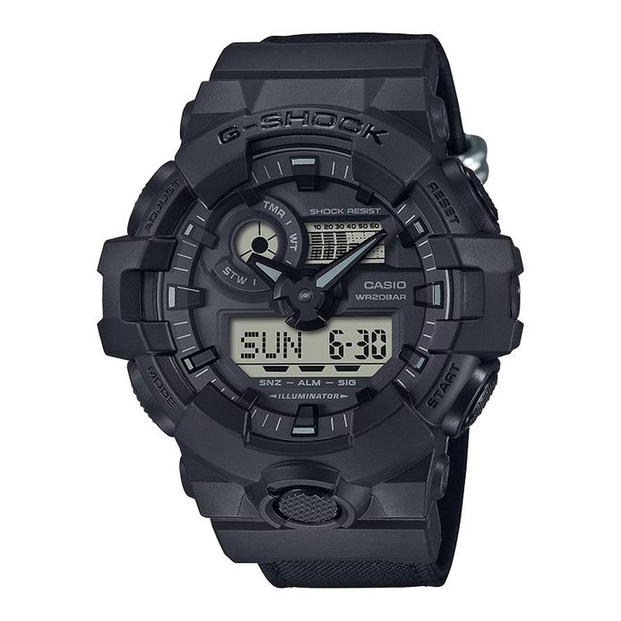 Casio G-Shock GA-700BCE-1ADR Utility Black Series Digital Analog Dial Black  CORDURA Cloth Band