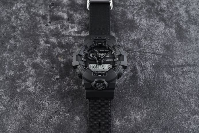 Casio G-Shock GA-700BCE-1ADR Utility Black Series Digital Analog Dial Black CORDURA Cloth Band