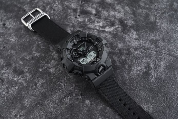 Casio G-Shock GA-700BCE-1ADR Utility Black Series Digital Analog Dial Black CORDURA Cloth Band