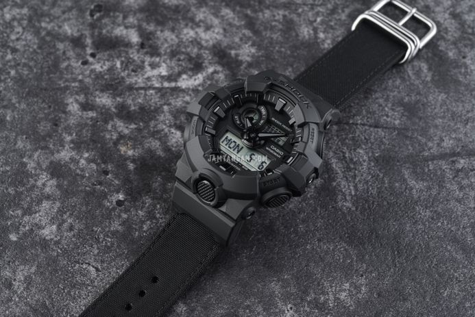 Casio G-Shock GA-700BCE-1ADR Utility Black Series Digital Analog Dial Black CORDURA Cloth Band