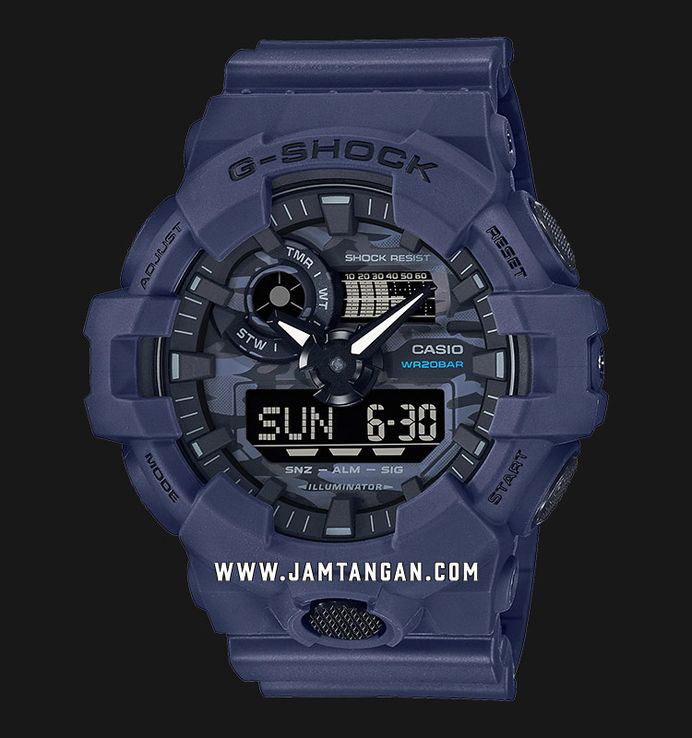 Casio G-Shock GA-700CA-2ADR Utility Camo Digital Analog Dial Blue Resin Band