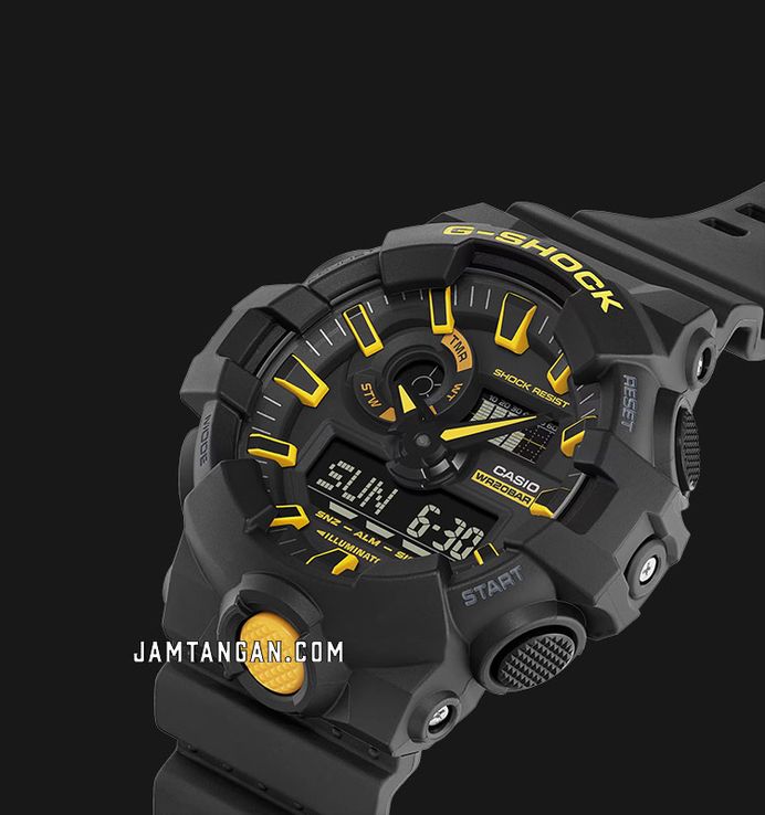 Casio G-Shock GA-700CY-1ADR Caution Yellow Series Analog Digital Dial Black Resin Band