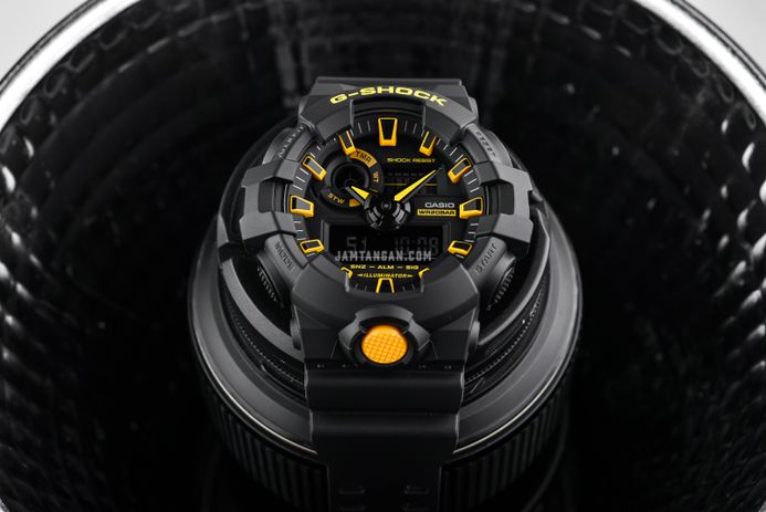 Casio G-Shock GA-700CY-1ADR Caution Yellow Series Analog Digital Dial Black Resin Band