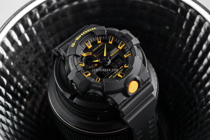 Casio G-Shock GA-700CY-1ADR Caution Yellow Series Analog Digital Dial Black Resin Band