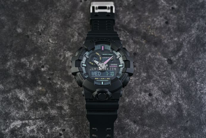 Casio G-Shock GA-700MF-1ADR Multi-Fluorescent Accents Series Digital Analog Dial Black Resin Band