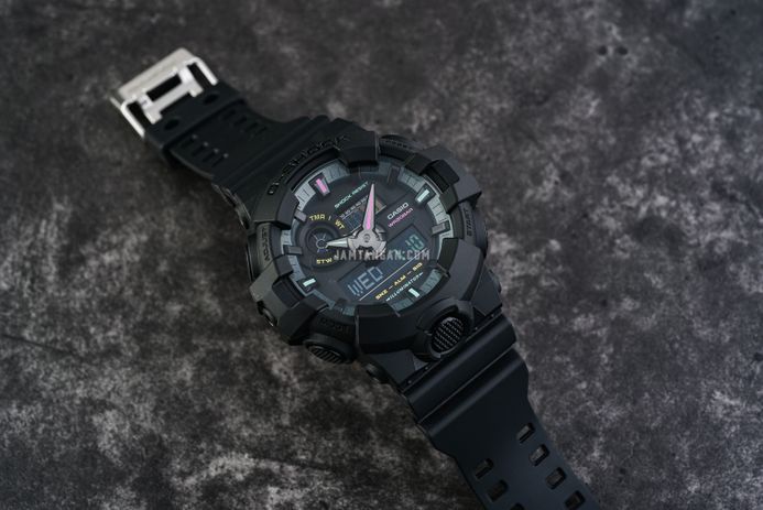 Casio G-Shock GA-700MF-1ADR Multi-Fluorescent Accents Series Digital Analog Dial Black Resin Band