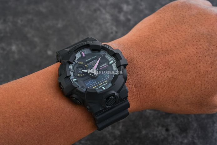 Casio G-Shock GA-700MF-1ADR Multi-Fluorescent Accents Series Digital Analog Dial Black Resin Band