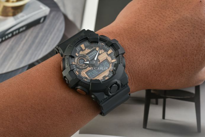 Casio G-Shock GA-700RC-1ADR Teal And Brown Series Digital Analog Black Dial Black Resin Band