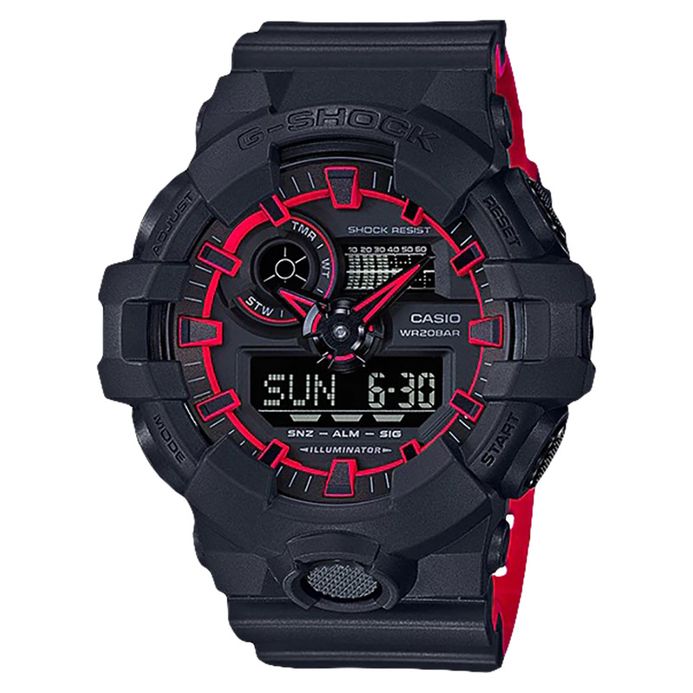 Casio G-Shock Special Color Model Illuminator GA-700SE-1A4DR Digital Dial  Dark Red Resin Band