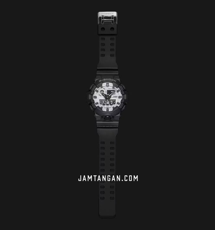 Casio G-Shock GA-700WD-1ADR Black And Briliant White Digital Analog Dial Black Resin Band