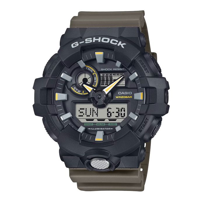 Casio G-Shock GA-710TU-1A3JF Two Tone Utility Color Analog Digital Dial  Olive Resin Band (JDM)