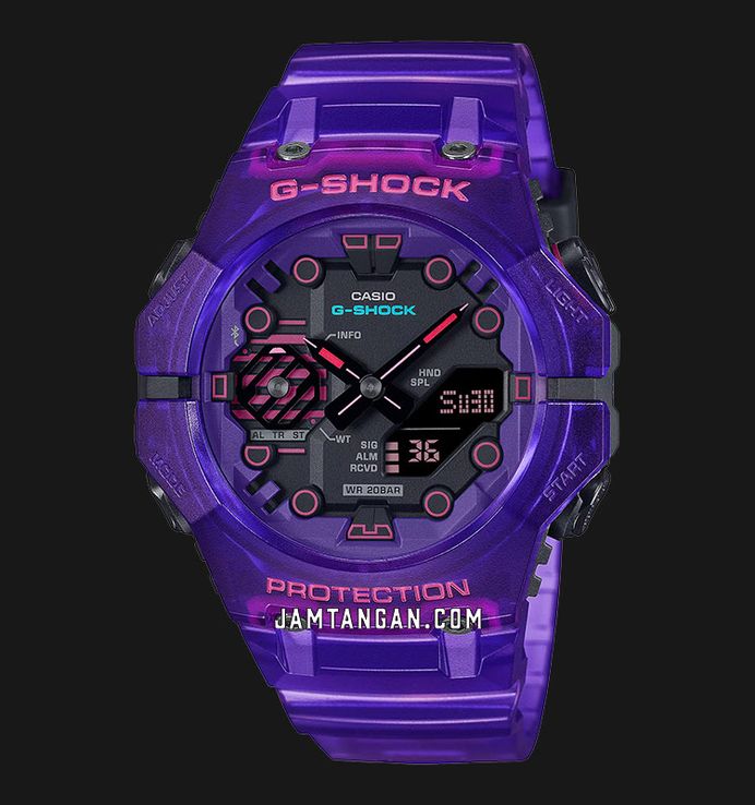 Casio G-Shock GA-B001CBRS-6ADR Cyberspace Digital Analog Dial Purple Transparent Resin Band