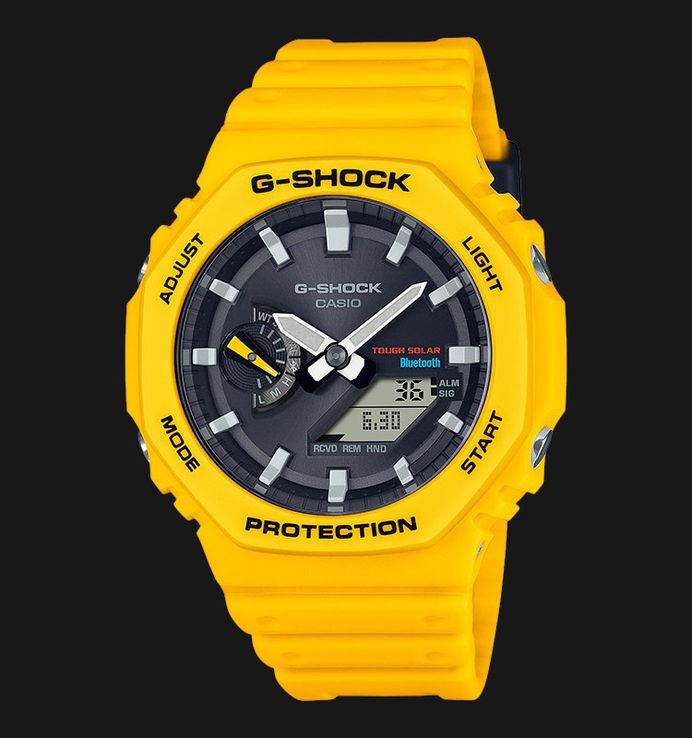 Casio G-Shock GA-B2100C-9ADR CasiOak Tough Solar Digital Analog Dial Yellow Resin Band