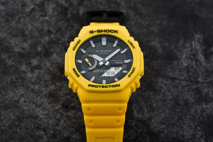 Casio G-Shock GA-B2100C-9ADR CasiOak Tough Solar Digital Analog Dial Yellow Resin Band