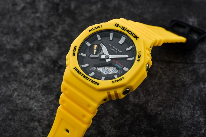 Casio G-Shock GA-B2100C-9ADR CasiOak Tough Solar Digital Analog Dial Yellow Resin Band