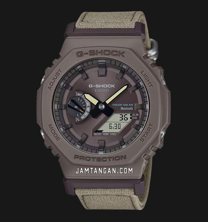 Casio G-Shock GA-B2100CT-5ADR CasiOak Coexist Collection Digital Analog Dial Khaki Gray Cloth Band