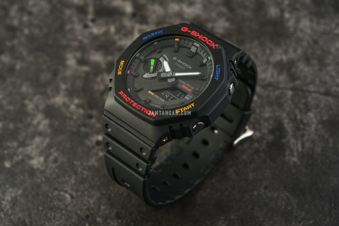 Casio G-Shock GA-B2100FC-1ADR CasiOak Splashes Of Colorful Accents Digital Analog Dial Resin Band